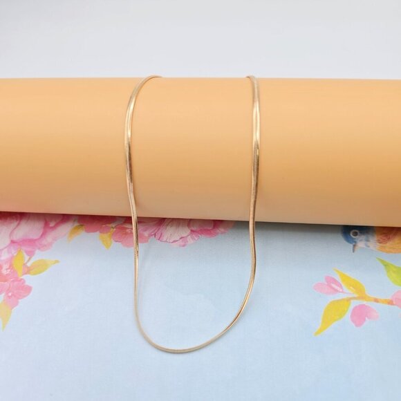 "Minimalist Rose Gold Snake Chain Necklace for Women, 17.7 Inch Length, XPNL0080 - Picture 5 of 12